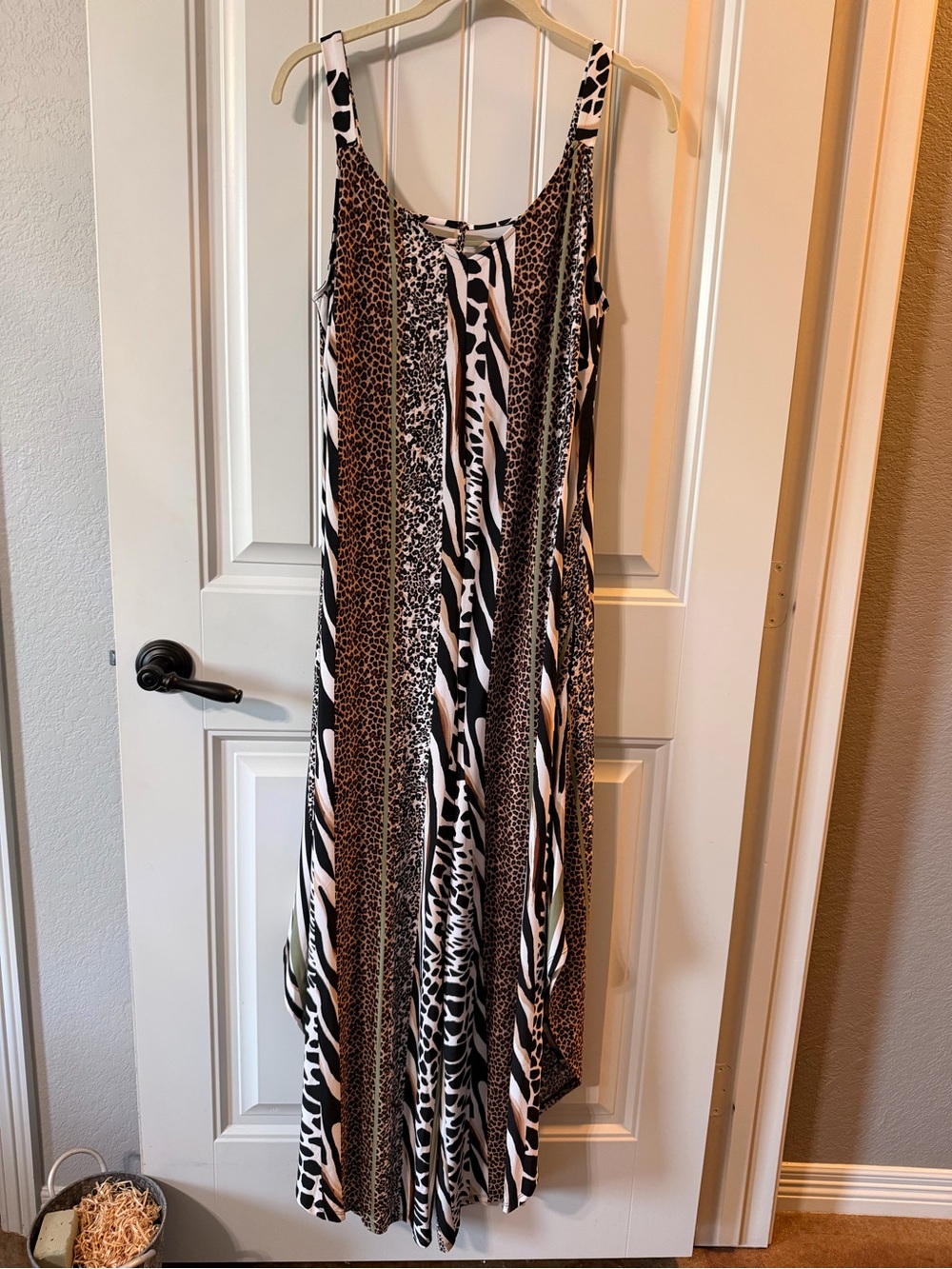 Sleeveless Animal Print Romper in Black and Brown